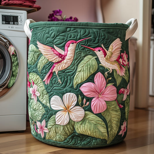 Plumeria Hummingbird Quilted Laundry Basket GFTOYC214