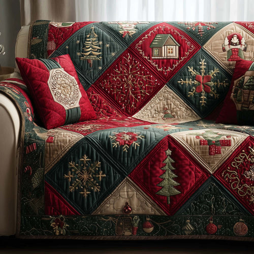 Christmas Patchwork Quilted Sofa Cover GFTOYC2159