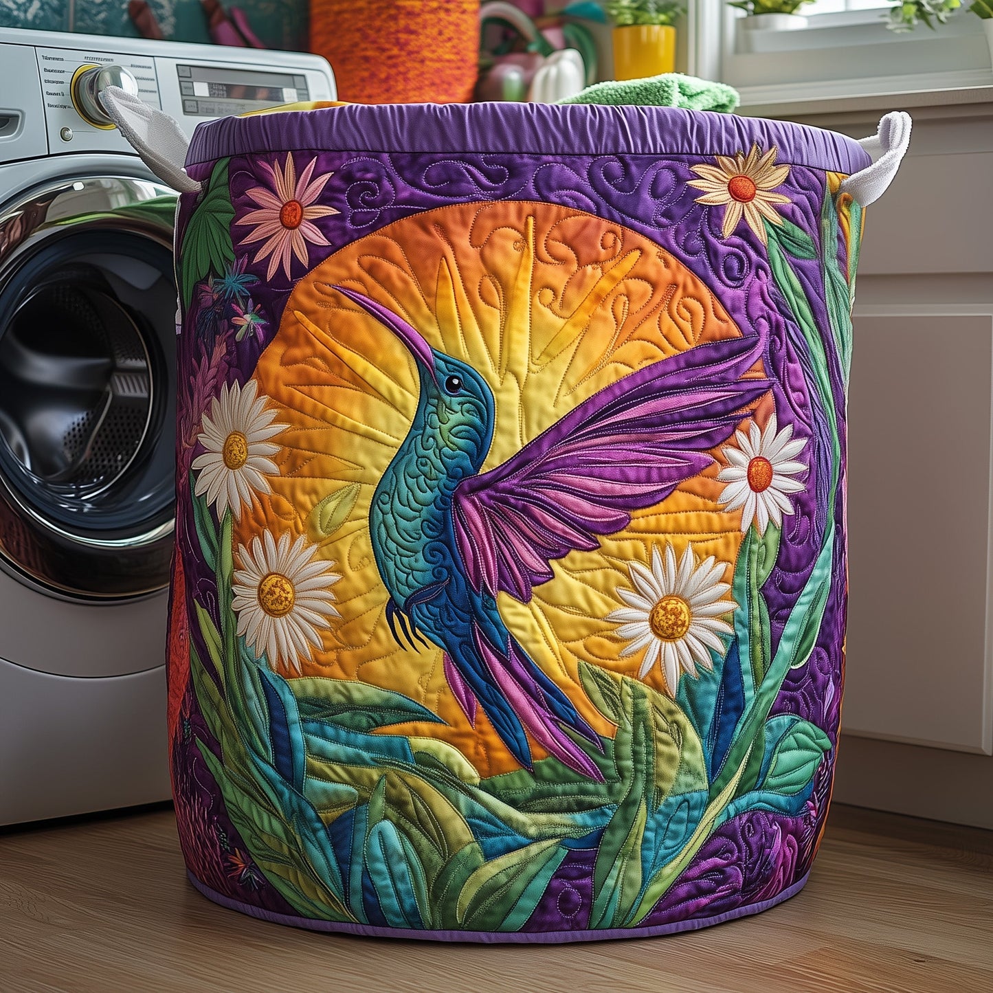 Hummingbird Quilted Laundry Basket GFTOYC215