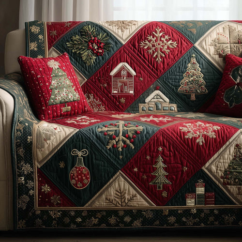 Christmas Patchwork Quilted Sofa Cover GFTOYC2160