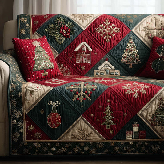 Christmas Patchwork Quilted Sofa Cover GFTOYC2160