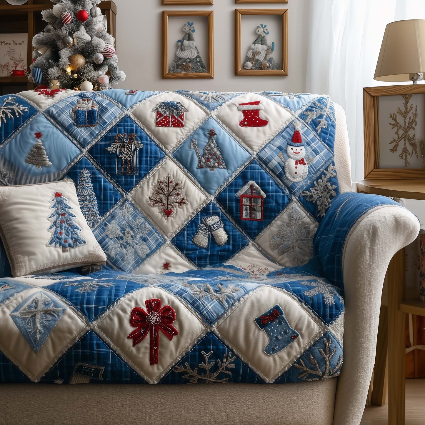 Christmas Patchwork Quilted Sofa Cover GFTOYC2165