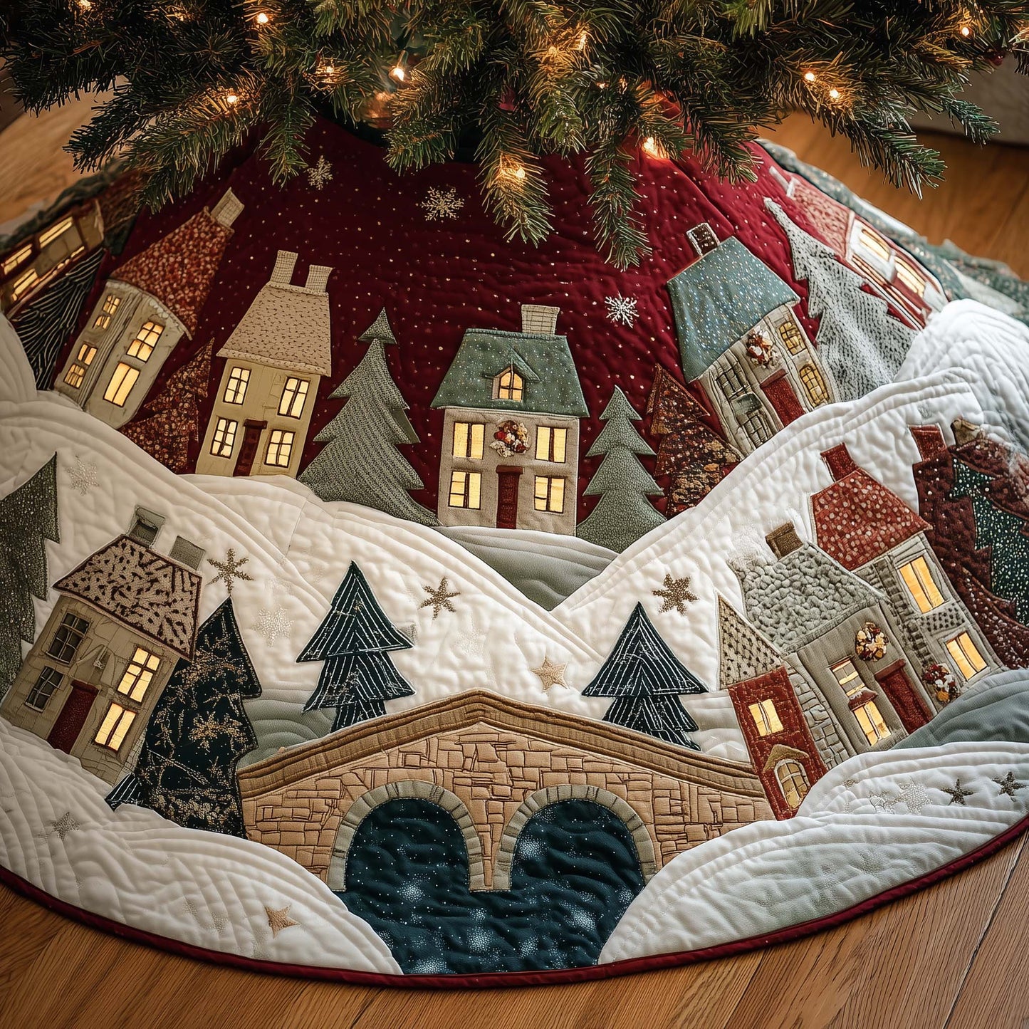 Christmas Village Quilted Tree Skirt GFTOYC2184