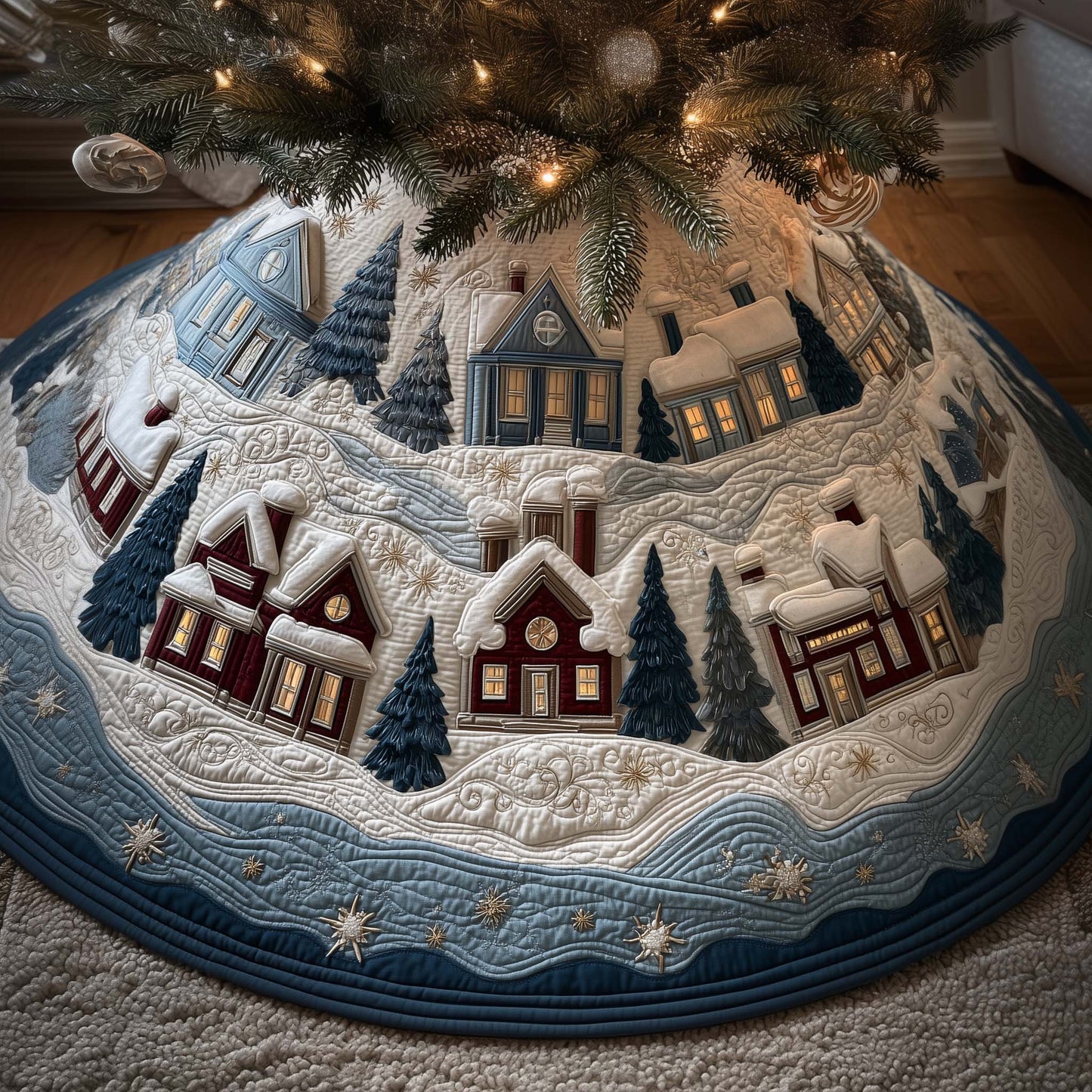 Christmas Village Quilted Tree Skirt GFTOYC2186