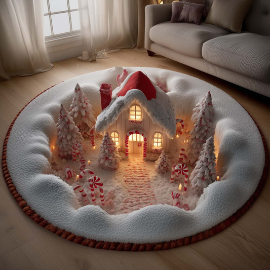 Candy Cane House Quilted Round Mat GFTOYC2206