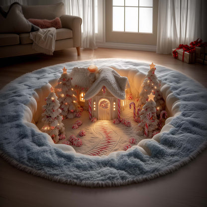 Candy Cane House Quilted Round Mat GFTOYC2207