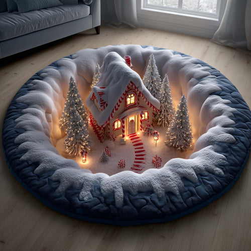 Candy Cane House Quilted Round Mat GFTOYC2208