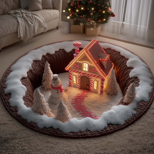 Candy Cane House Quilted Round Mat GFTOYC2210