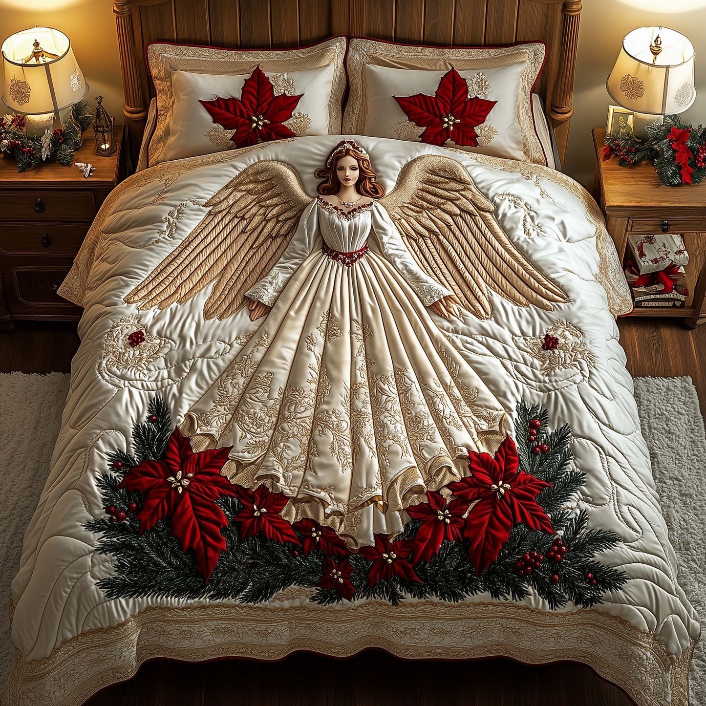 Poinsettia Angel Duvet Cover Set GFTOYC2214
