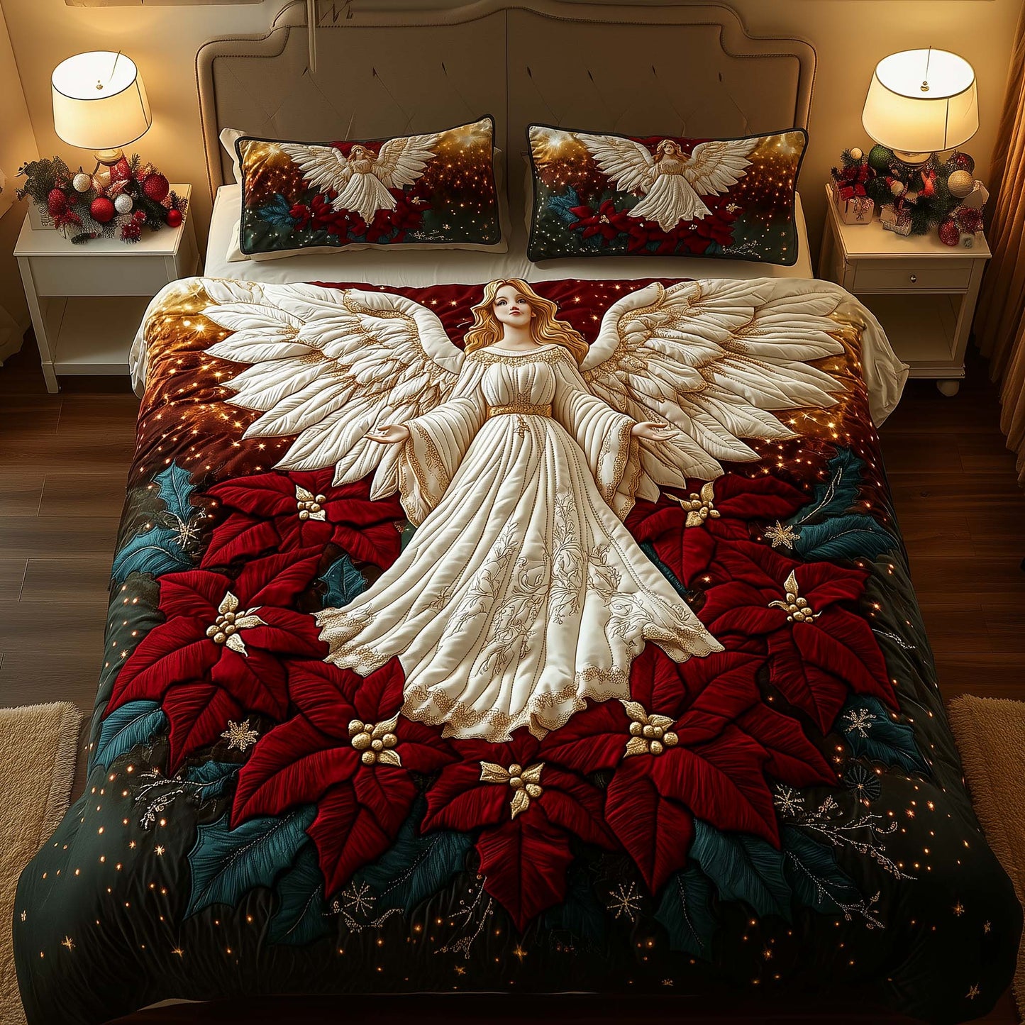 Poinsettia Angel Duvet Cover Set GFTOYC2215