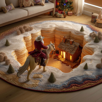 Cowboy Santa Quilted Round Mat GFTOYC2231
