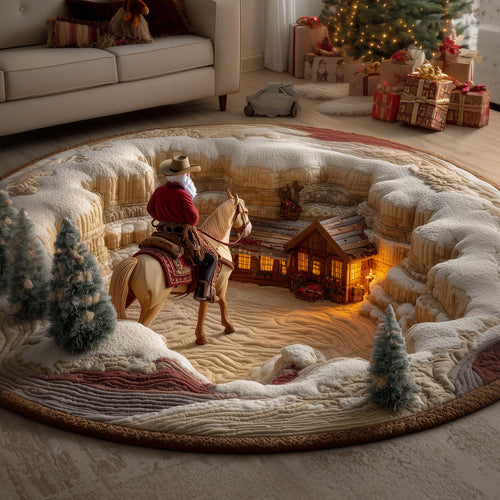 Cowboy Santa Quilted Round Mat GFTOYC2232