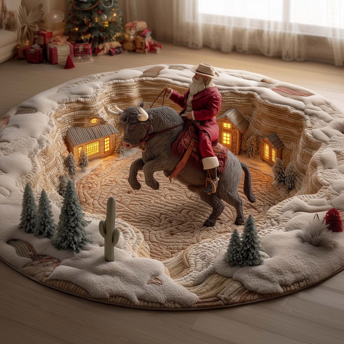 Cowboy Santa Quilted Round Mat GFTOYC2233