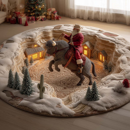 Cowboy Santa Quilted Round Mat GFTOYC2233