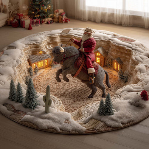 Cowboy Santa Quilted Round Mat GFTOYC2233