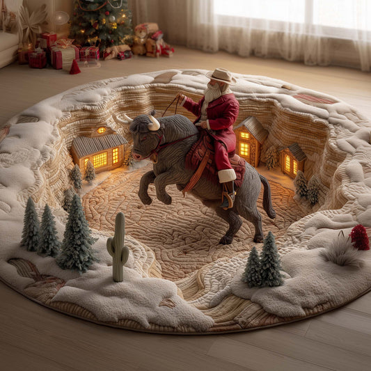 Cowboy Santa Quilted Round Mat GFTOYC2233