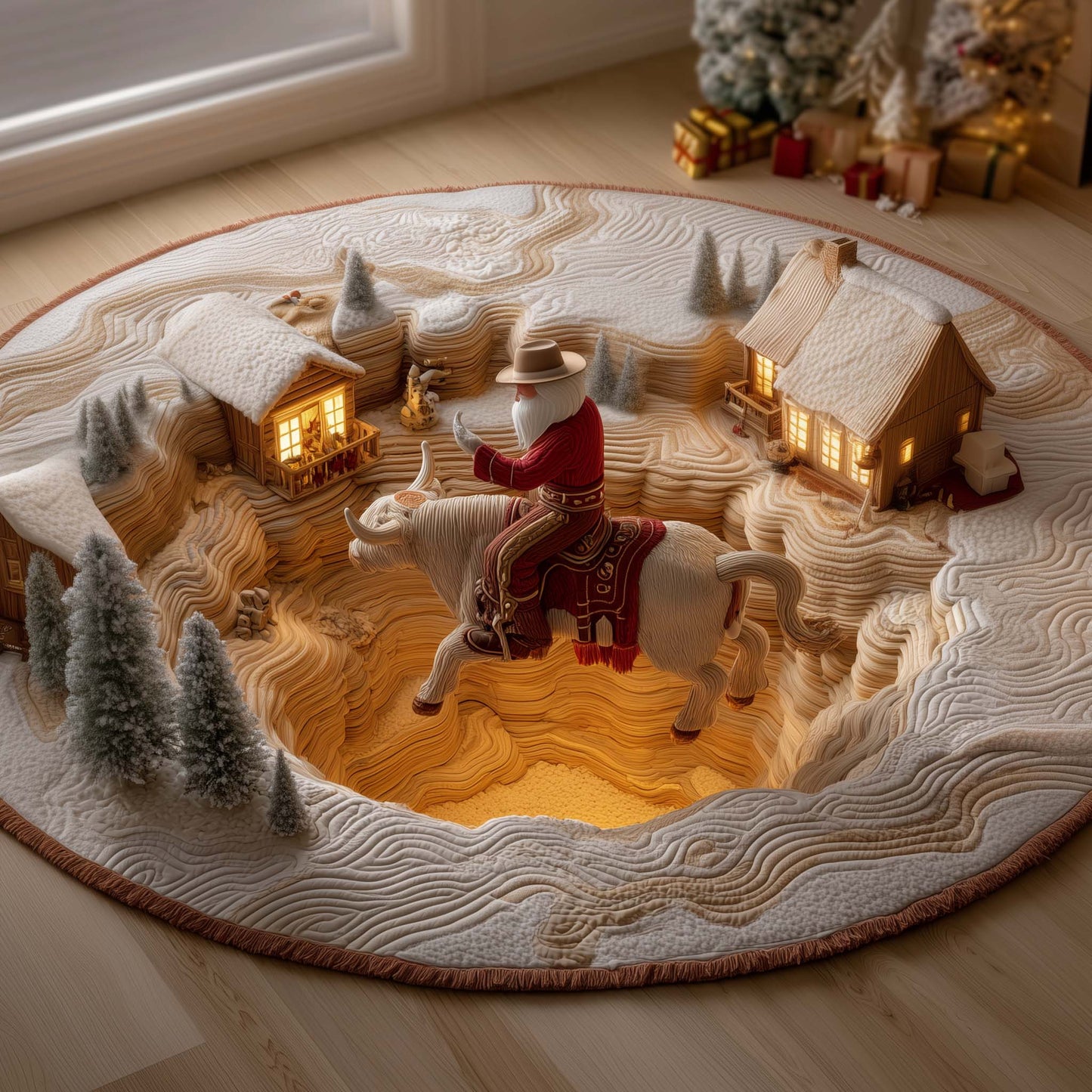 Cowboy Santa Quilted Round Mat GFTOYC2234
