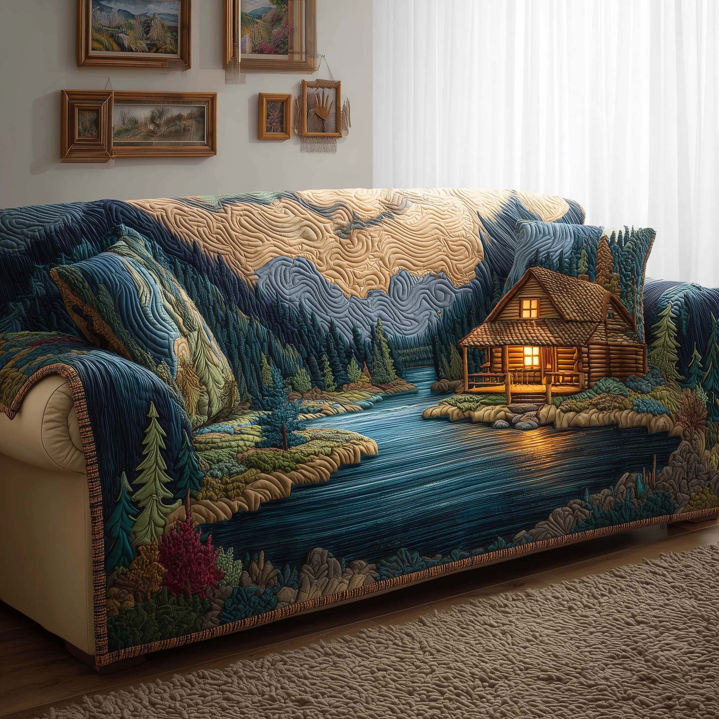 Forest Cabin Quilted Sofa Cover GFTOYC2245