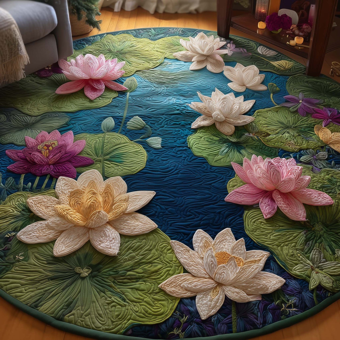 Lotus Bloom Quilted Round Mat GFTOYC2265