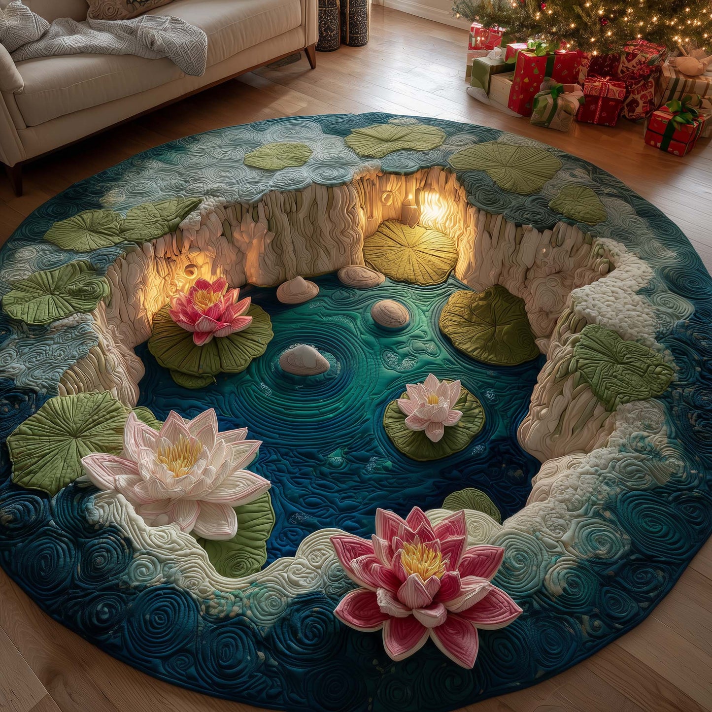 Lotus Bloom Quilted Round Mat GFTOYC2269