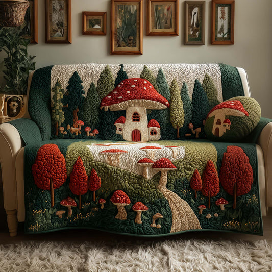 Mushroom House Quilted Sofa Cover GFTOYC2270