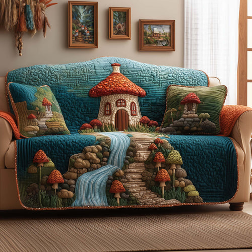 Mushroom House Quilted Sofa Cover GFTOYC2271