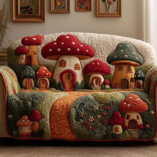 Mushroom House Quilted Sofa Cover GFTOYC2272