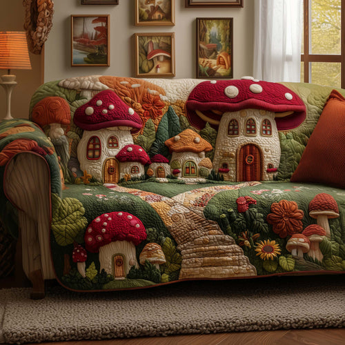 Mushroom House Quilted Sofa Cover GFTOYC2273
