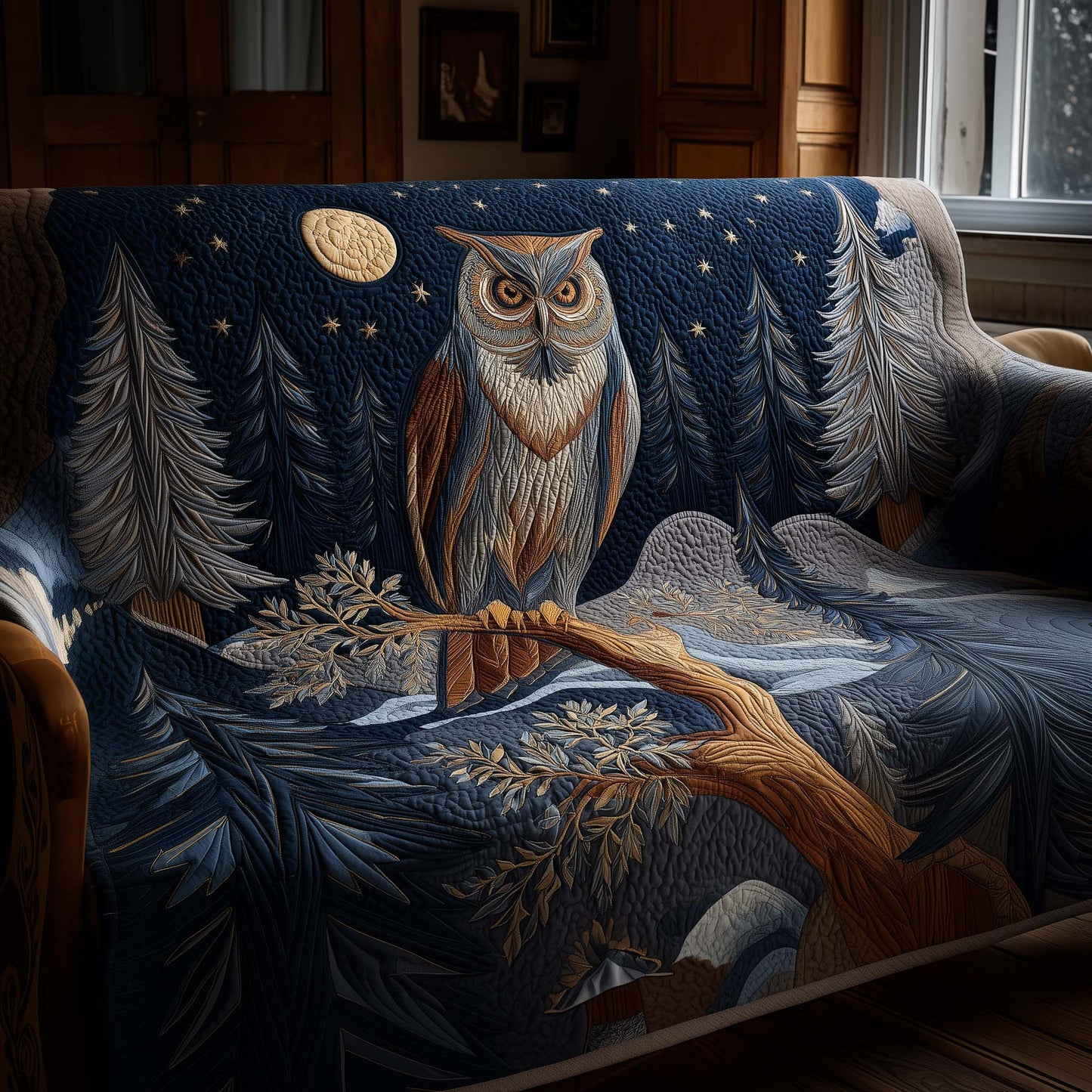 Woodland Owl Quilted Sofa Cover GFTOYC2277