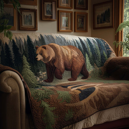 Woodland Bear Quilted Sofa Cover GFTOYC2278