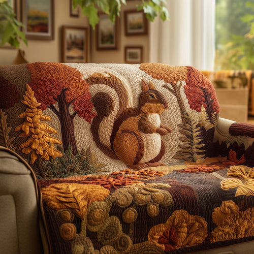 Woodland Squirrel Quilted Sofa Cover GFTOYC2282