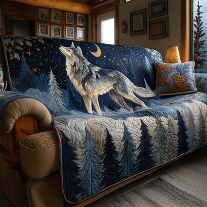 Woodland Wolf Quilted Sofa Cover GFTOYC2283