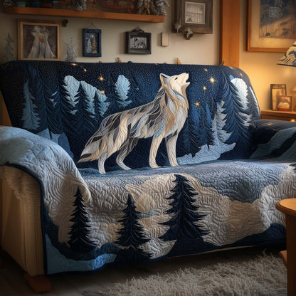 Woodland Wolf Quilted Sofa Cover GFTOYC2284