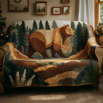 Woodland Bear Quilted Sofa Cover GFTOYC2286