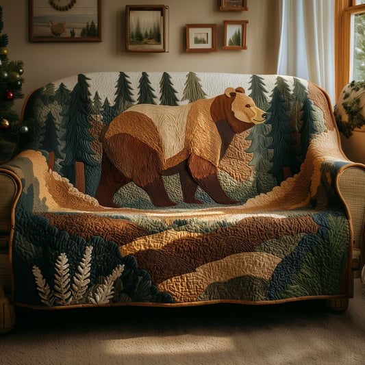 Woodland Bear Quilted Sofa Cover GFTOYC2286