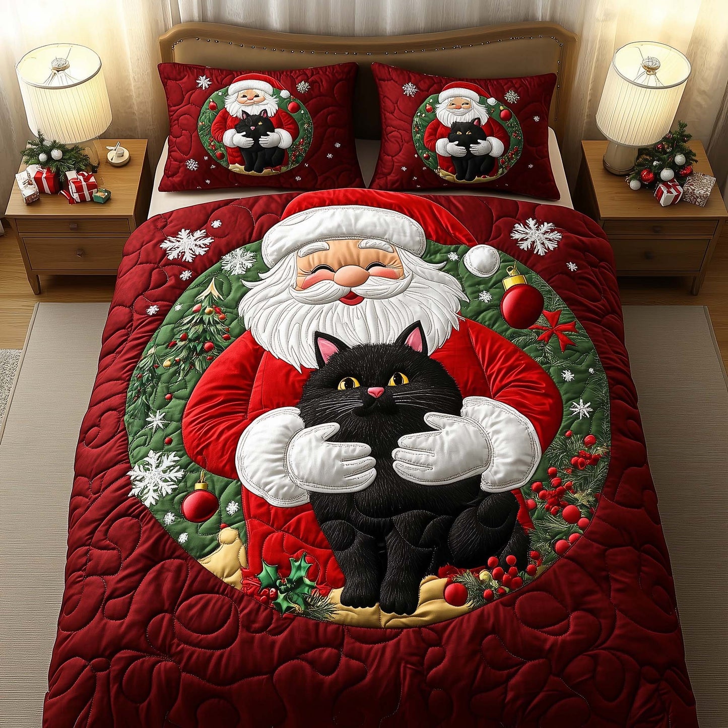 Yuletide Feline Duvet Cover Set GFTOYC2304
