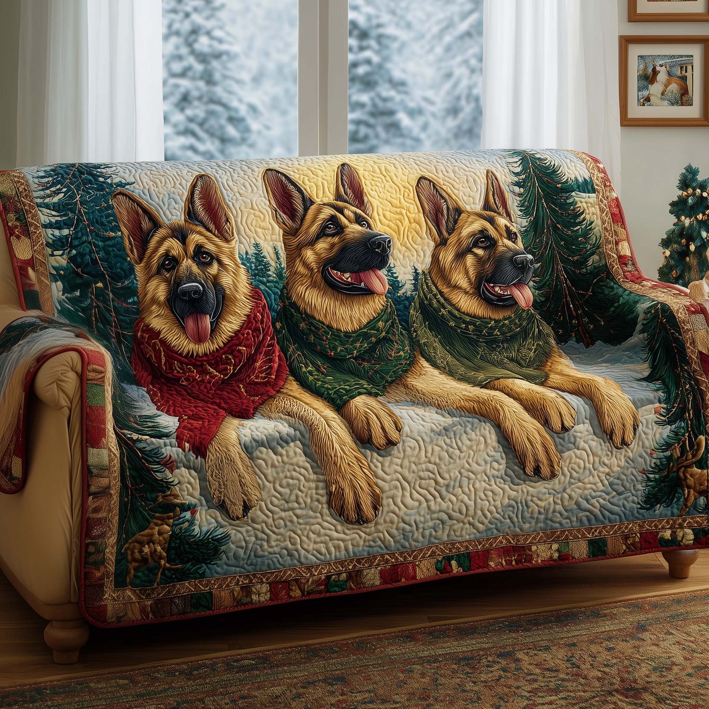 German Shepherd Quilted Sofa Cover GFTOYC2313