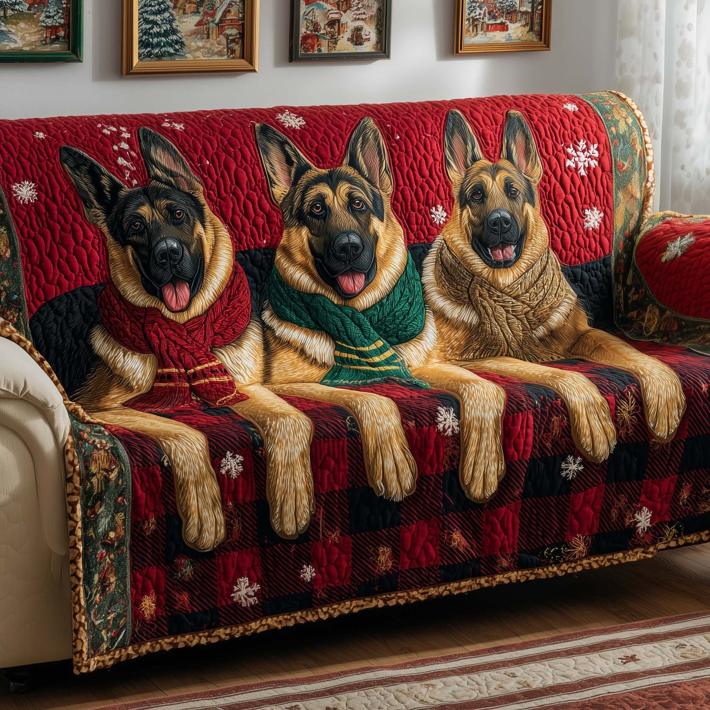 German Shepherd Quilted Sofa Cover GFTOYC2314