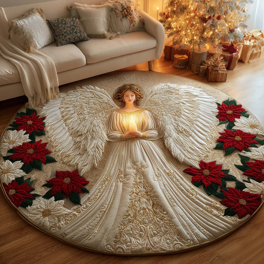 Poinsettia Angel Quilted Round Mat GFTOYC2326