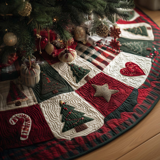 Christmas Patchwork Quilted Tree Skirt GFTOYC2350