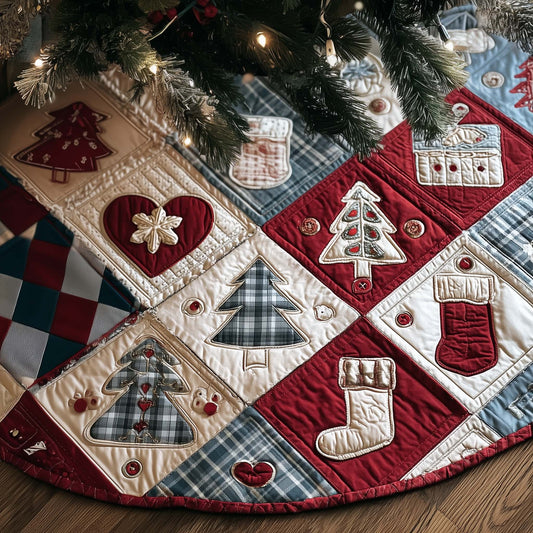 Christmas Patchwork Quilted Tree Skirt GFTOYC2352