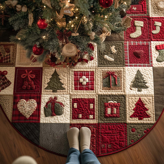 Christmas Patchwork Quilted Tree Skirt GFTOYC2354