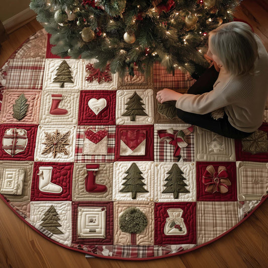 Christmas Patchwork Quilted Tree Skirt GFTOYC2355
