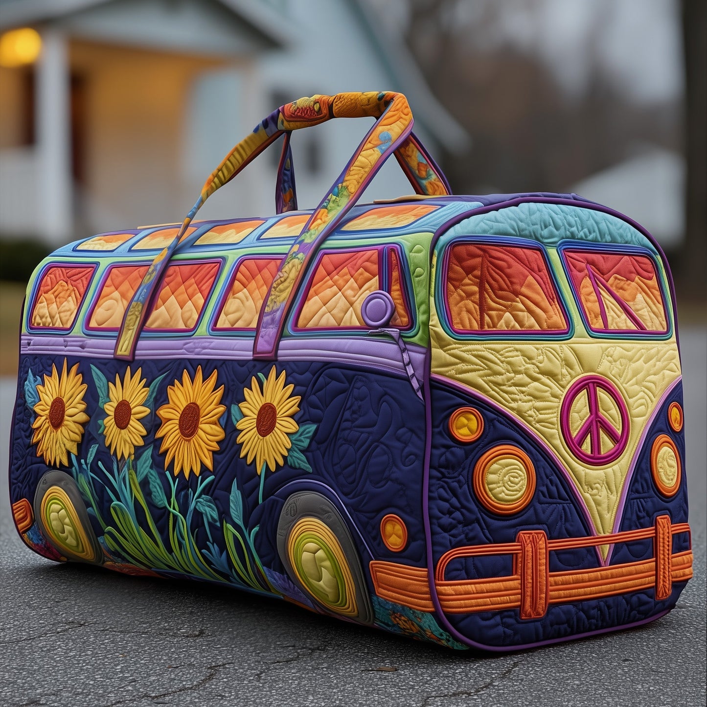 Sunflower Hippie Van Quilted Duffle Bag GFTOYC238