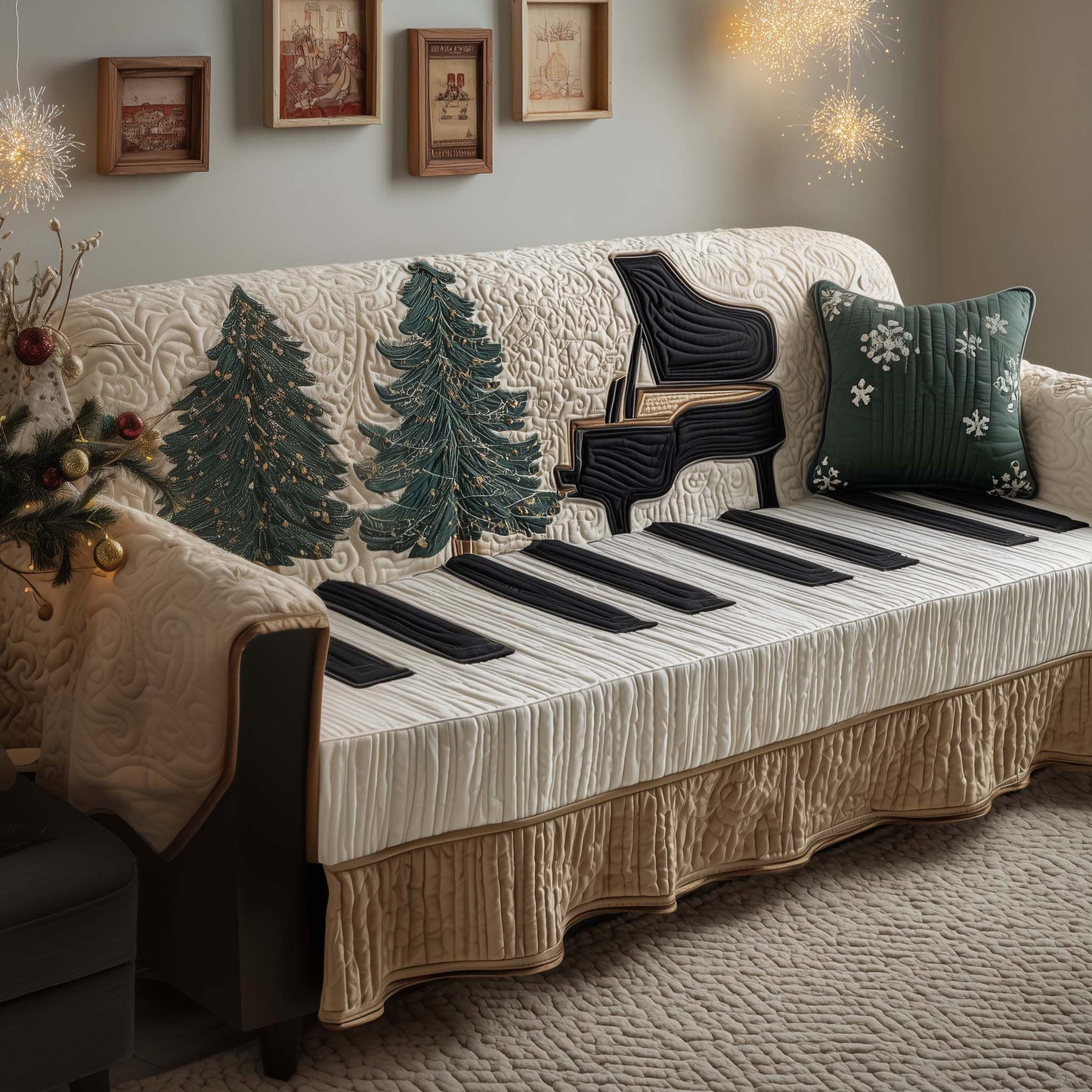 Elegant Piano Quilted Sofa Cover GFTOYC2381