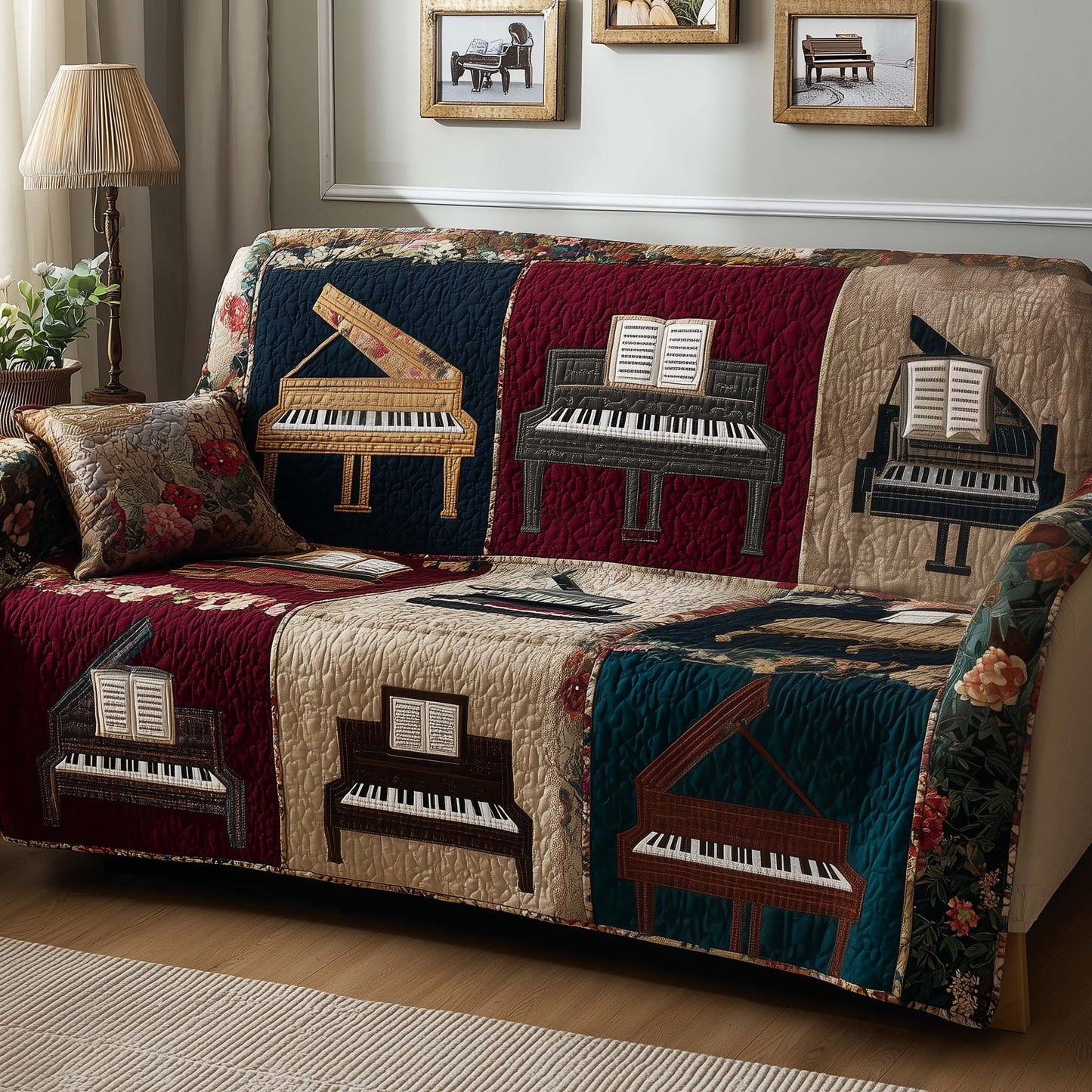 Elegant Piano Quilted Sofa Cover GFTOYC2383