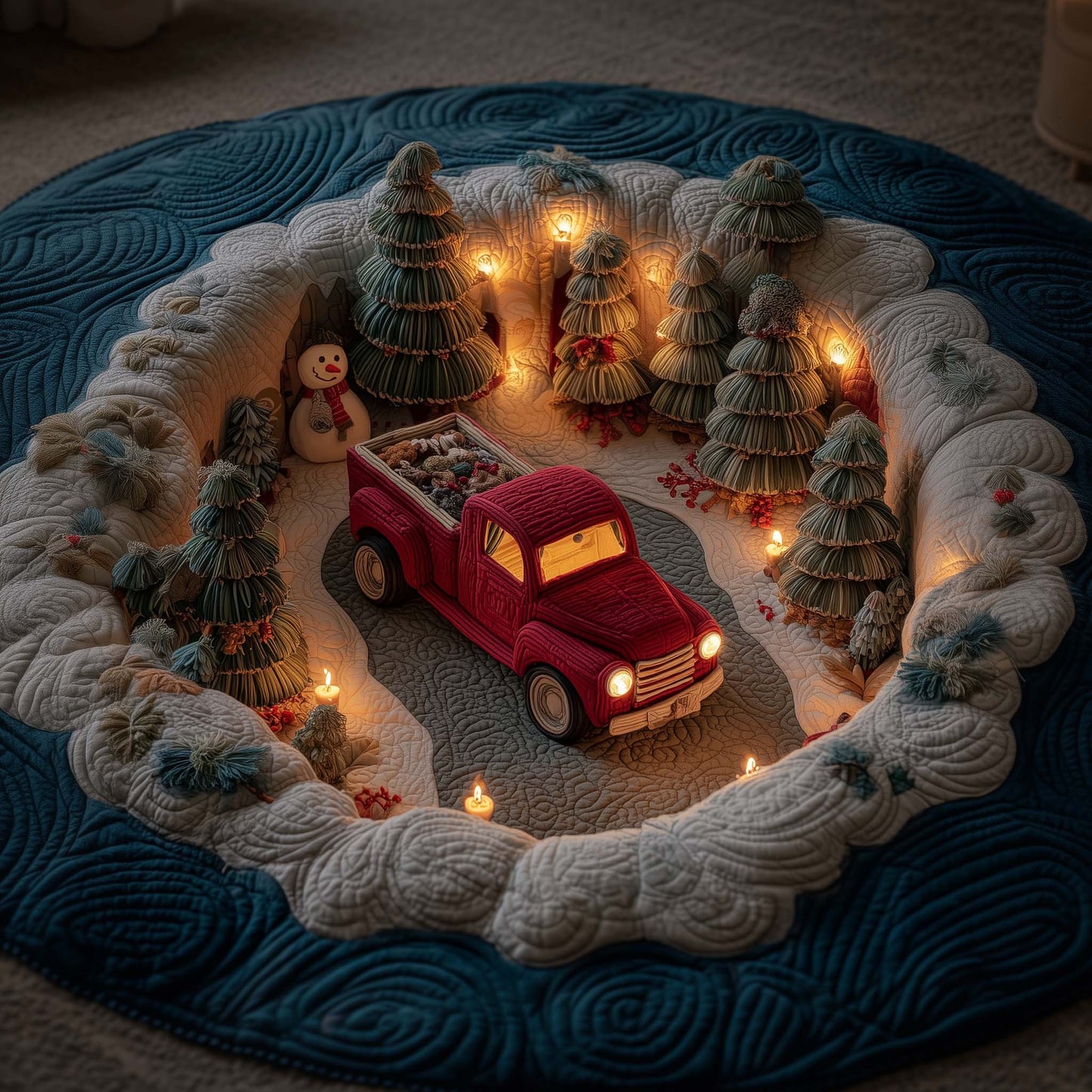 Red Delivery Quilted Round Mat GFTOYC2390