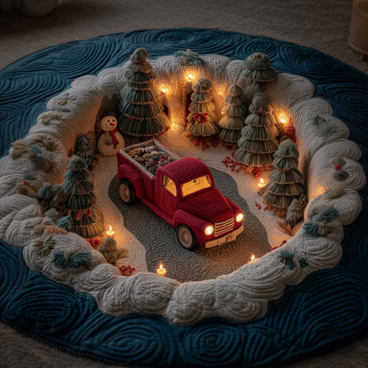 Red Delivery Quilted Round Mat GFTOYC2390