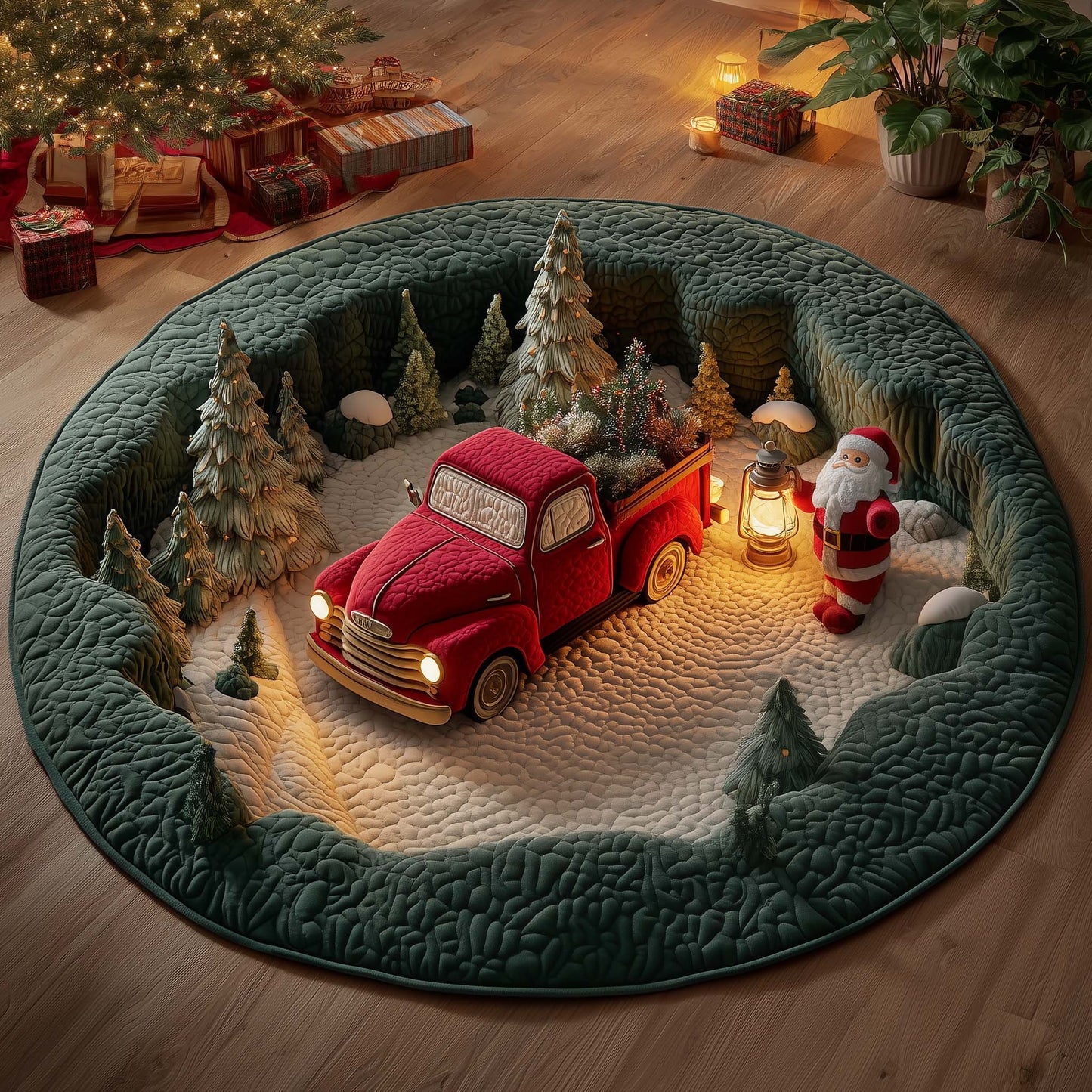 Red Delivery Quilted Round Mat GFTOYC2391