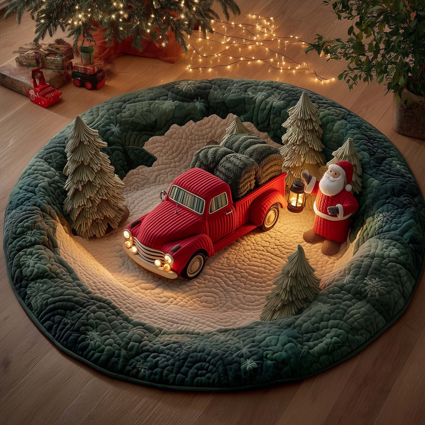 Red Delivery Quilted Round Mat GFTOYC2392